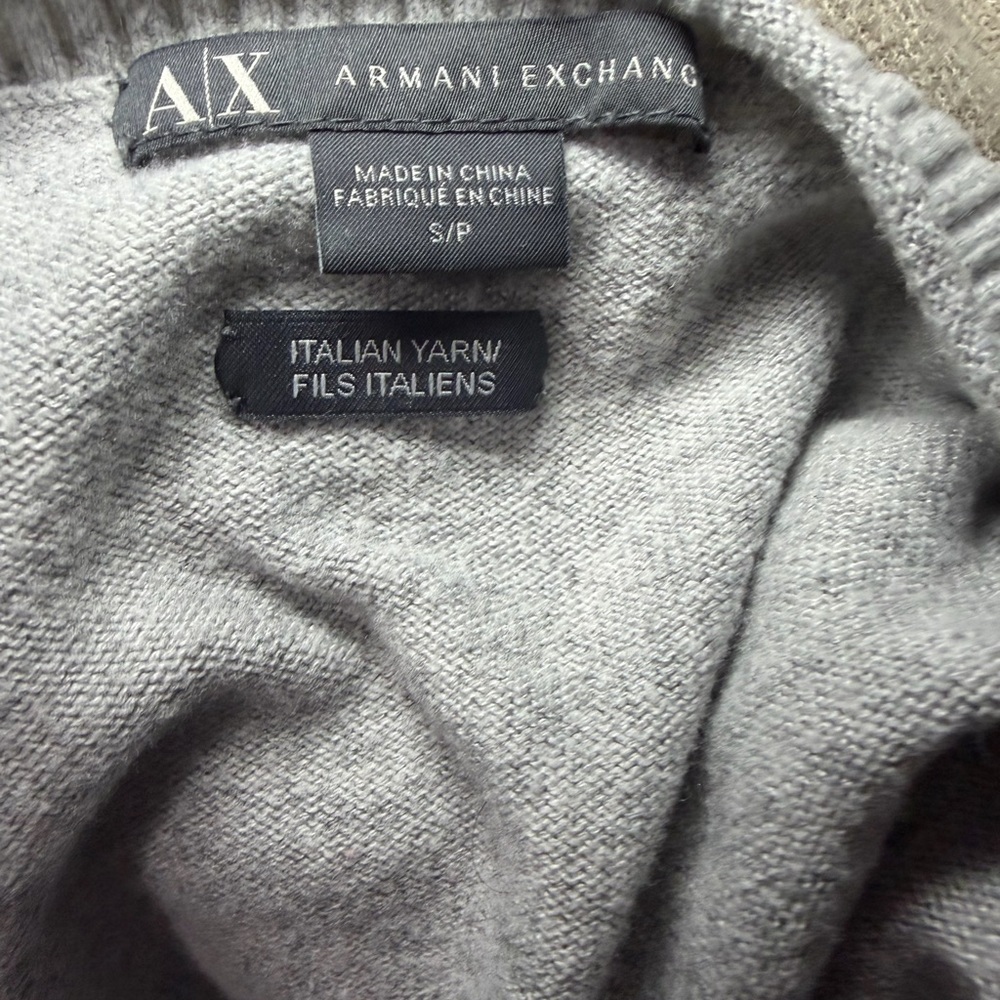 Armani Exchange Italian Yarn Grey Knit Sweater Size Small. - Picture 3 of 3